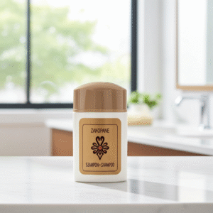 szampon w białej butelce 25ml z beżową nasadką